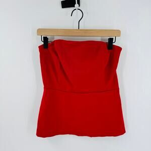 H&M Red Strapless Bustier Corset Style Tube Top Small Chic Holiday Minimalist